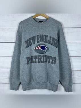 Vintage New England Patriots Sweatshirt Mens Large Gray NFL Football Pro Player